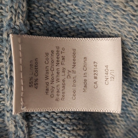 TALBOTS PETITE LP Heather Blue/Green Open Front LS Longline Knit Cardigan - Picture 10 of 10